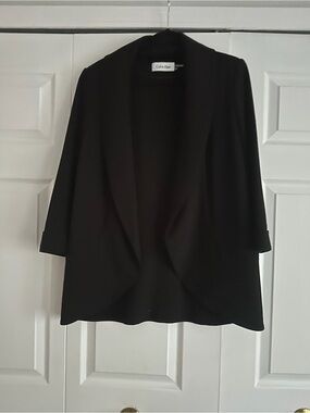 Calvin Klein Black Draped Open-Front Women's Blazer